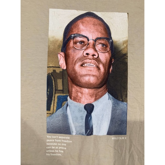 Malcolm X Beige Graphic Tee Size Large/XL - Picture 3 of 10